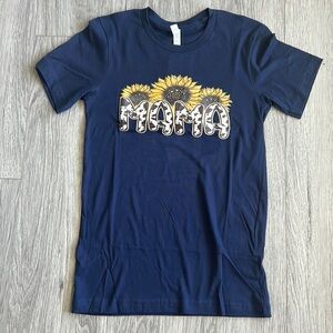 Mama Sunflower Navy Graphic Tee